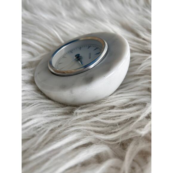 Citizen Marble Half Sphere desk Clock White - Picture 2 of 8